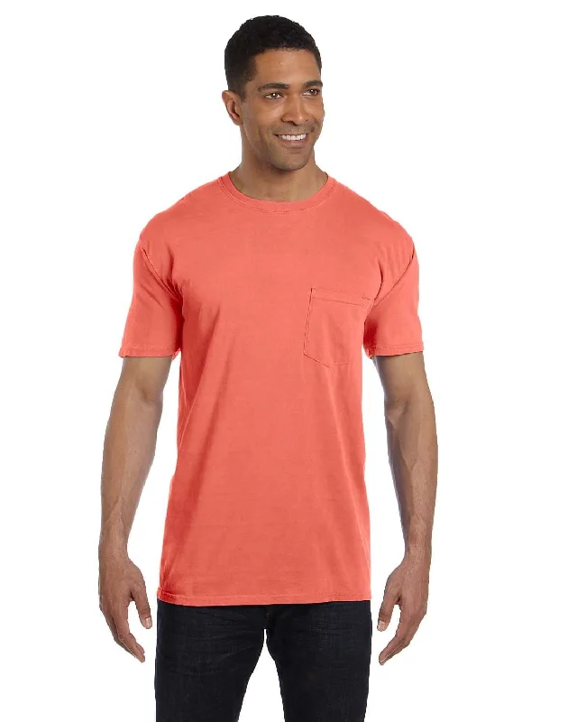 navy flash t-shirts -Comfort Colors Garment-Dyed Pocket T-Shirt | Bright Salmon