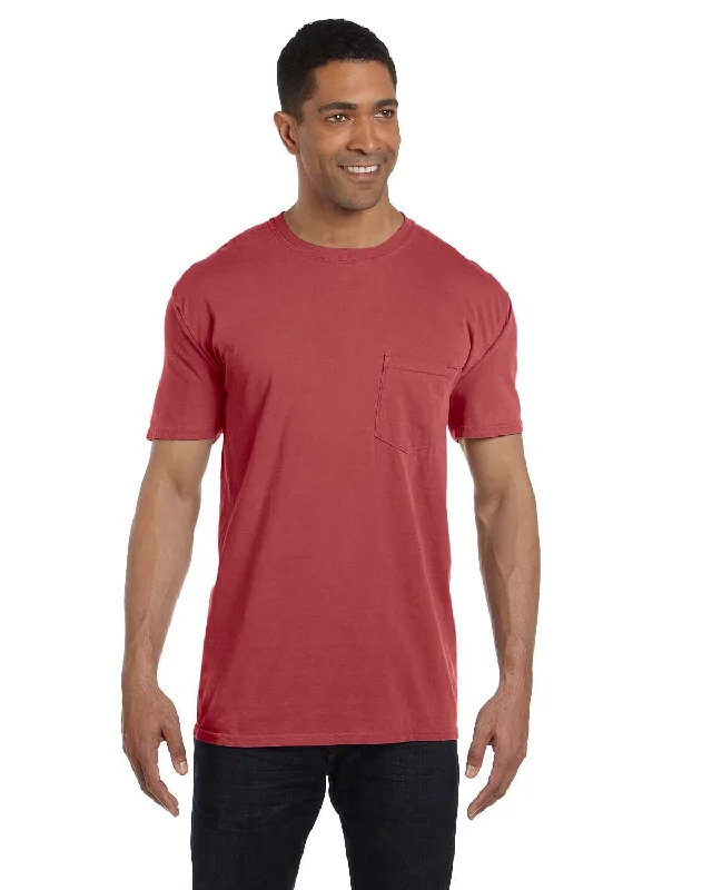 maternity fade t-shirts -Comfort Colors Garment-Dyed Pocket T-Shirt | Crimson