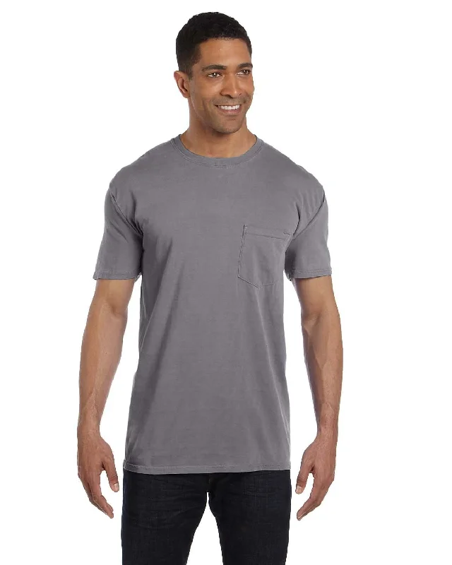 thick pop t-shirts -Comfort Colors Garment-Dyed Pocket T-Shirt | Granite