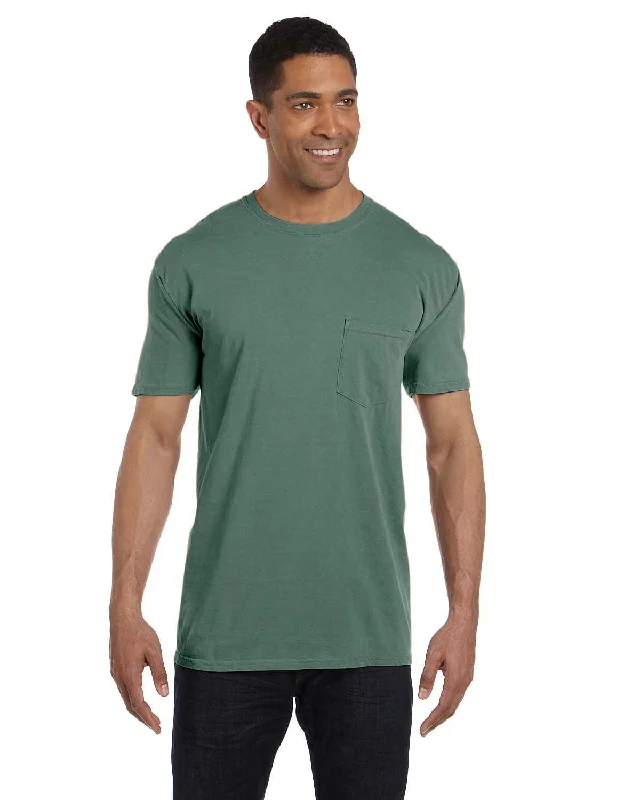 glossy finish t-shirts -Comfort Colors Garment-Dyed Pocket T-Shirt | Moss