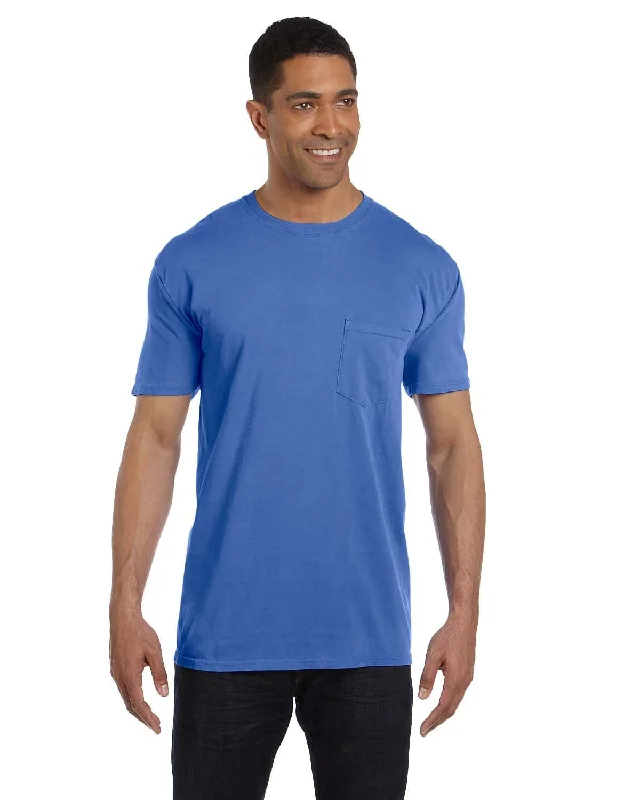 teen trend t-shirts -Comfort Colors Garment-Dyed Pocket T-Shirt | Neon Blue