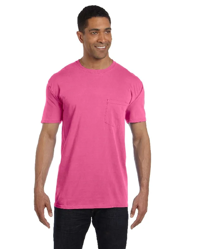 rose stretch t-shirts -Comfort Colors Garment-Dyed Pocket T-Shirt | Neon Pink