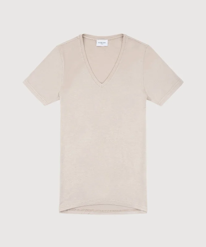 piped trim t-shirts -Deep V-Neck Undershirt