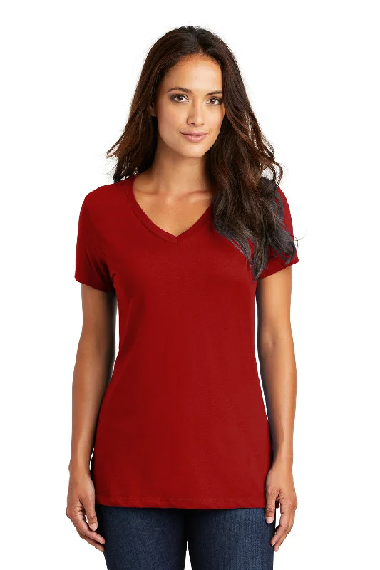 slim burst t-shirts -District Womens Perfect Weight Short Sleeve V-Neck T-Shirt - Classic Red