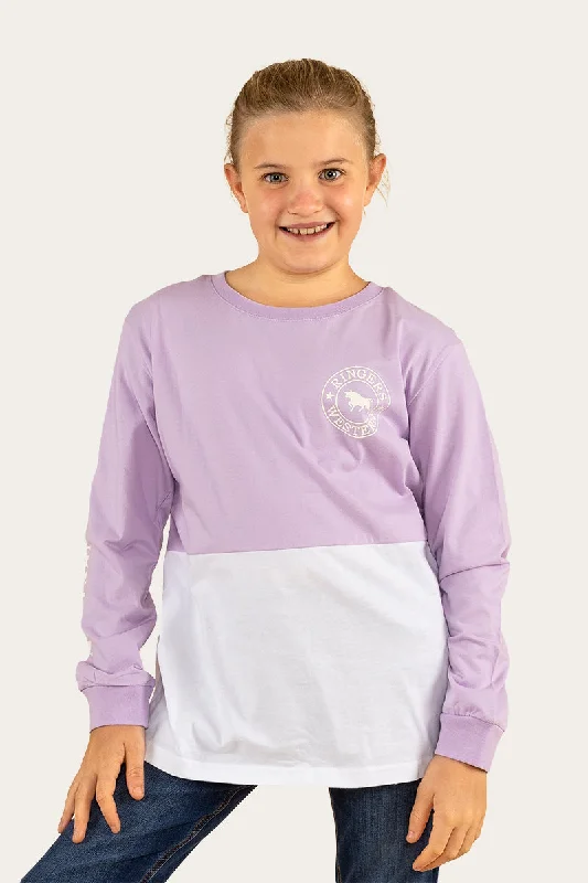 maternity burst t-shirts -Duo Kids Long Sleeve T-Shirt - Lavender/White