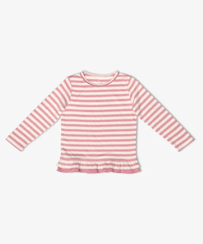 squad stretch t-shirts -Edwina T-Shirt, Rose Rugby Stripe