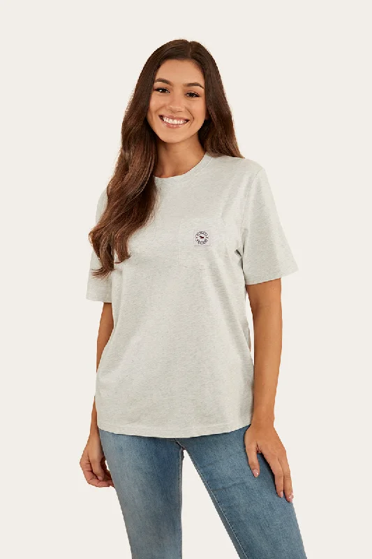 midnight velvet t-shirts -Esther Womens Loose Fit T-Shirt - Light Grey Marle