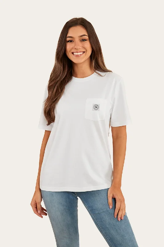 taupe subtle t-shirts -Esther Womens Loose Fit T-Shirt - White