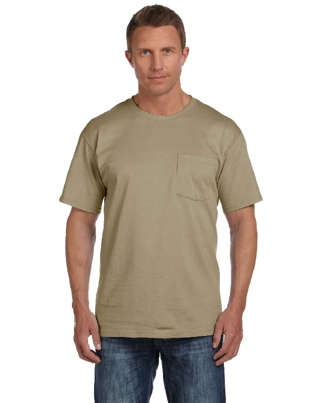 newborn chill t-shirts -Fruit of the Loom Cotton Pocket T-Shirt | Khaki