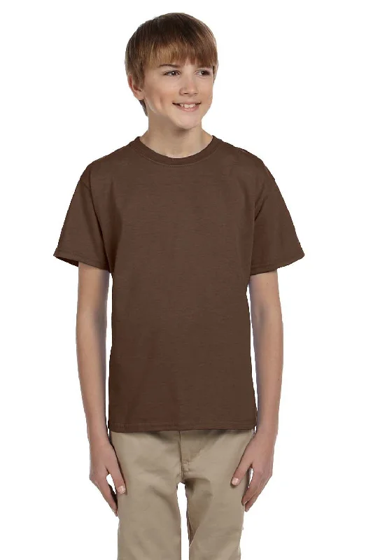 short glow t-shirts -Fruit Of The Loom Youth HD Jersey Short Sleeve Crewneck T-Shirt - Chocolate Brown