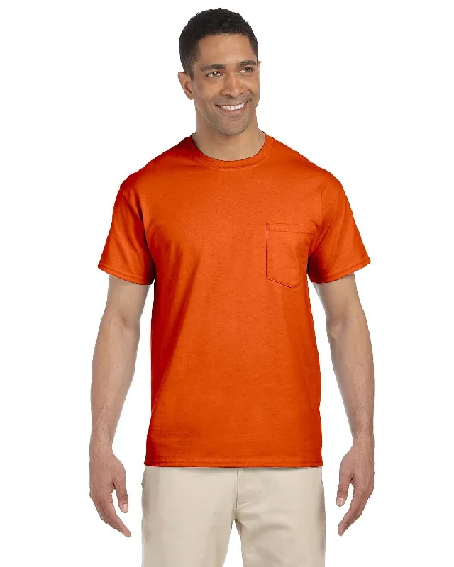 curved edge t-shirts -Gildan Ultra Cotton Pocket T-Shirt | Orange