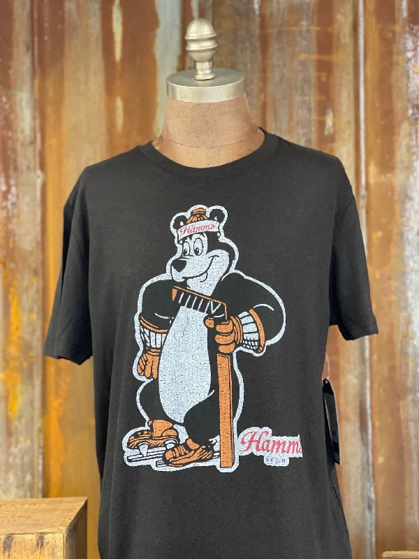 bronze trim t-shirts -Hamm's Hockey Bear Graphic Tee- Classic Black CLEARANCE