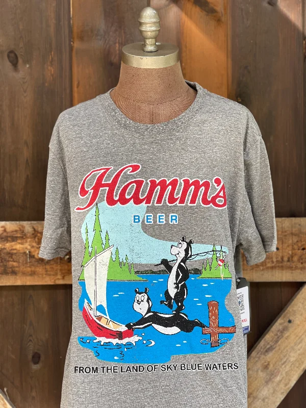 tiger stripe t-shirts -Hamm's Sailboat Bear Graphic Tee- Heather Grey