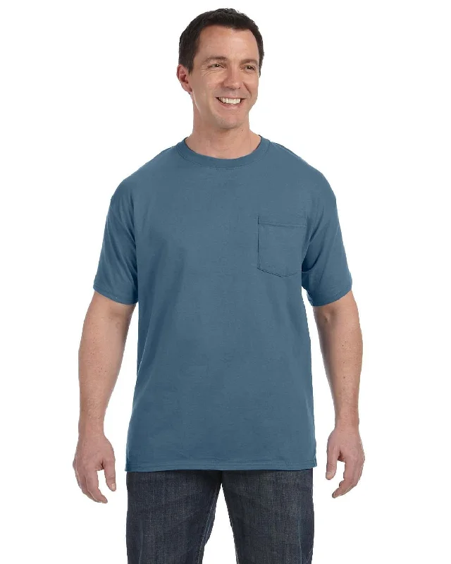 mango stretch t-shirts -Hanes Authentic-T Pocket T-Shirt | Denim Blue