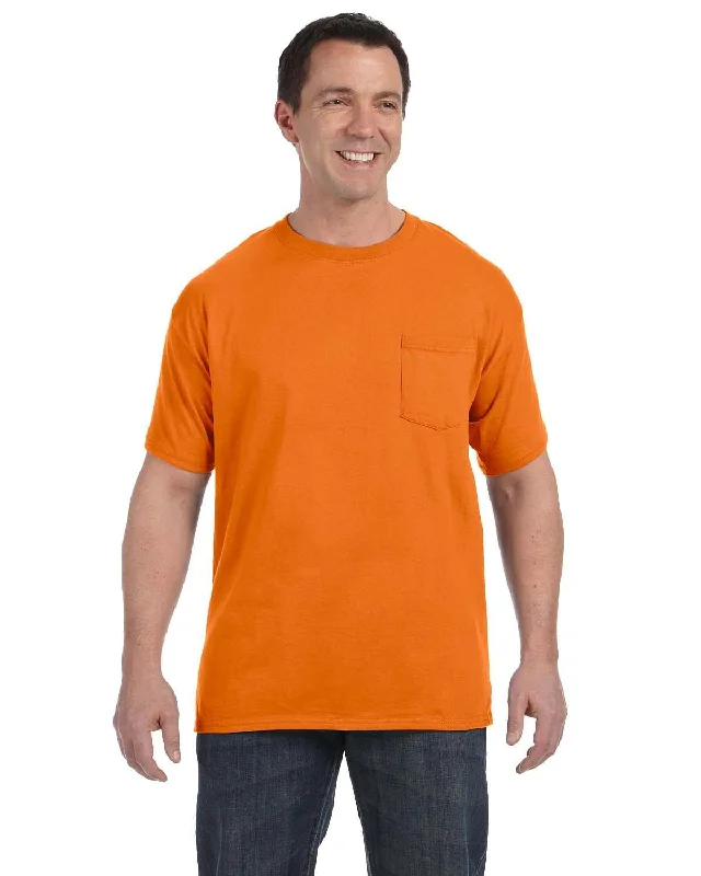 gym stretch t-shirts -Hanes Authentic-T Pocket T-Shirt | Orange