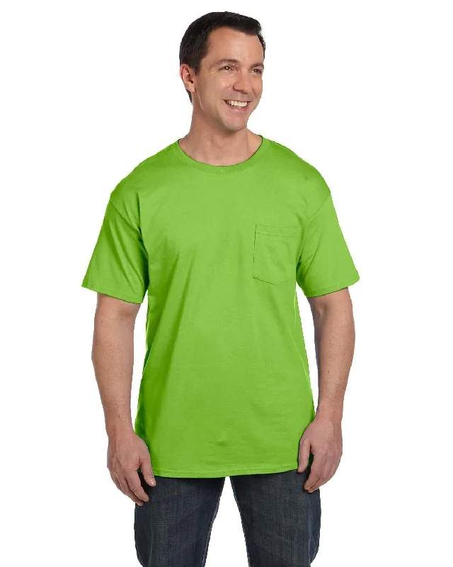 long fade t-shirts -Hanes Beefy-T Pocket T-Shirt | Lime