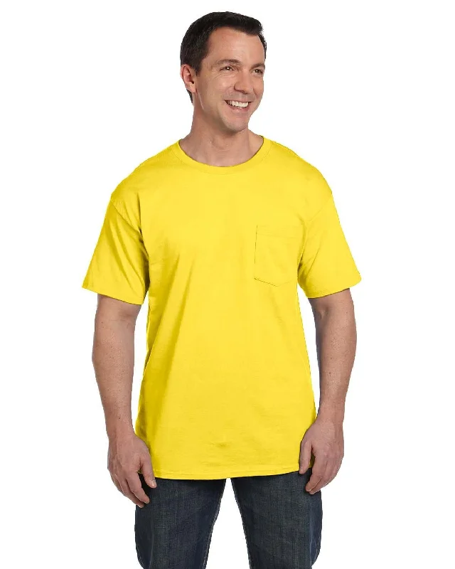 port snug t-shirts -Hanes Beefy-T Pocket T-Shirt | Yellow