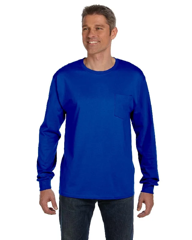 radiant glow t-shirts -Hanes Tagless Long Sleeve Pocket T-Shirt | Deep Royal