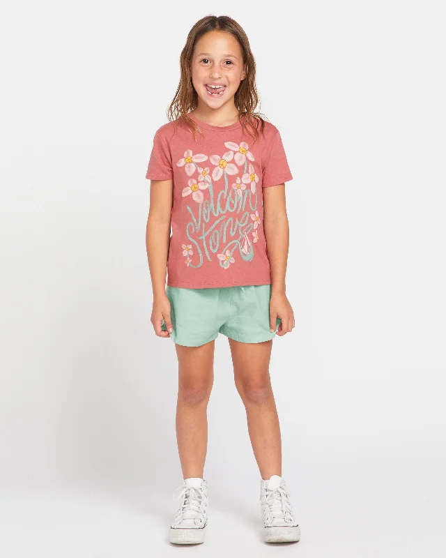 olive stretch t-shirts -Little Girls Last Party Short Sleeve Tee - Mauve