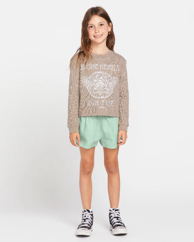 celery ripple t-shirts -Little Girls Thermality Long Sleeve Shirt - Moondust