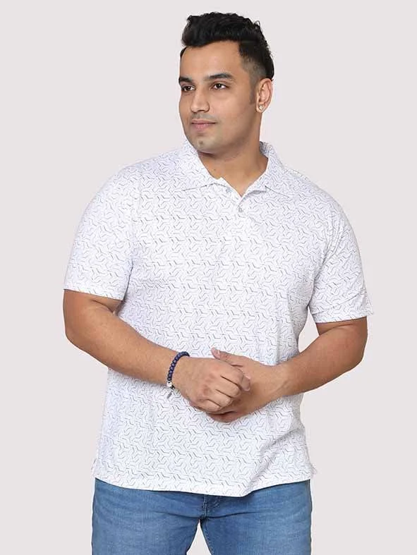 lilac flash t-shirts -Men Plus Size Abstract Geometric Pattern Digital Printed Polo Collar T-shirt