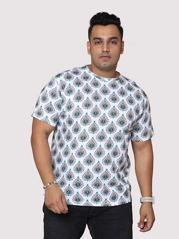 ecru flash t-shirts -Men Plus Size Ethinic Pattern Digital Printed Round Neck T-Shirt