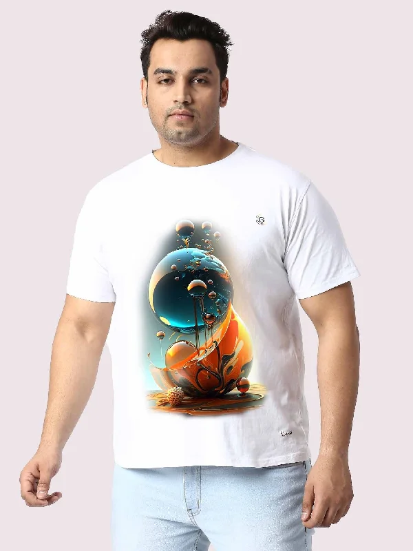 cool-touch t-shirts -Men Plus Size White Water Bubble Circle Round Neck T-Shirt