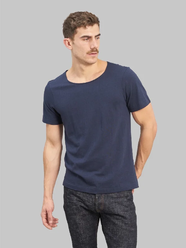 mini crop t-shirts -Merz b. Schwanen 114 1920s 5.5oz Loopwheeled Classic Fit T-Shirt Ink Blue