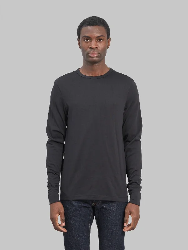 bold flash t-shirts -Merz b. Schwanen 2W15LS Pure Merino Wool 6.5oz Long Sleeve Classic Fit T-Shirt Deep Black