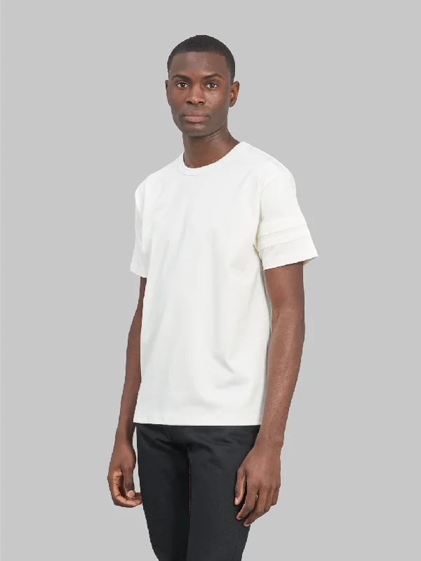 light stretch t-shirts -Momotaro MXTS1002 Suvin Gold Cotton Tacked GTB stripes T-shirt White [Redcast Exclusive]