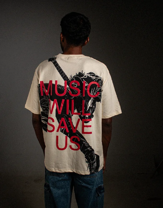 obsidian burst t-shirts -Music Will Save Us | Identity Is Everything | Oversized T-shirt| Beige