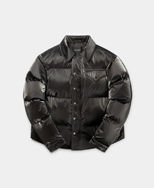 royal burst t-shirts -Obsidian Black Wole Shirt Puffer Jacket