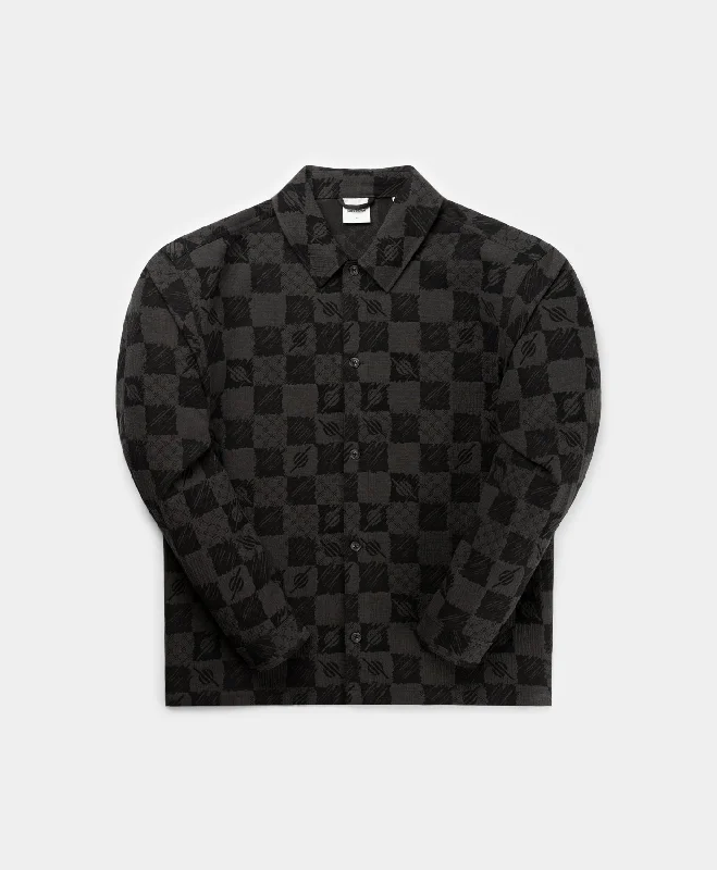 twill stretch t-shirts -Phantom Black Membuti Chess Shirt