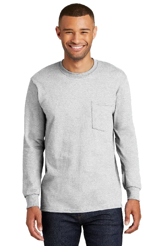 tonal edge t-shirts -Port & Company Tall Long Sleeve Essential Pocket Tee. PC61LSPT