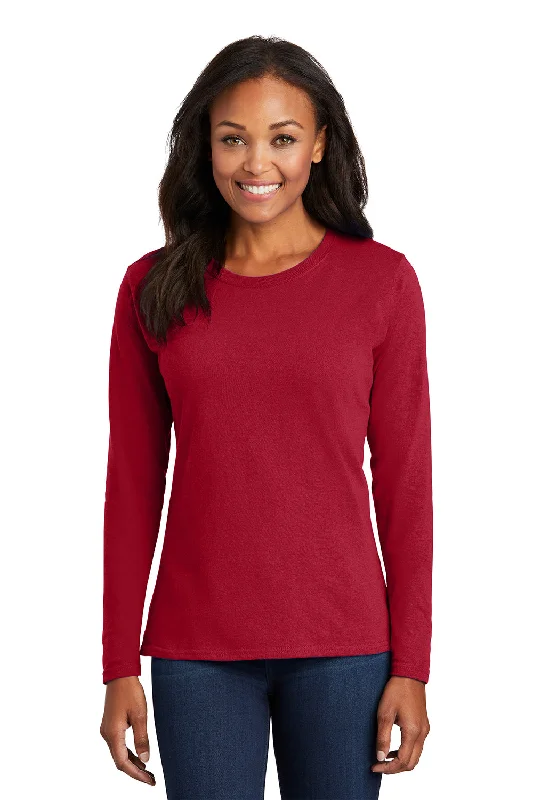 violet glow t-shirts -Port & Company Womens Core Long Sleeve Crewneck T-Shirt - Red