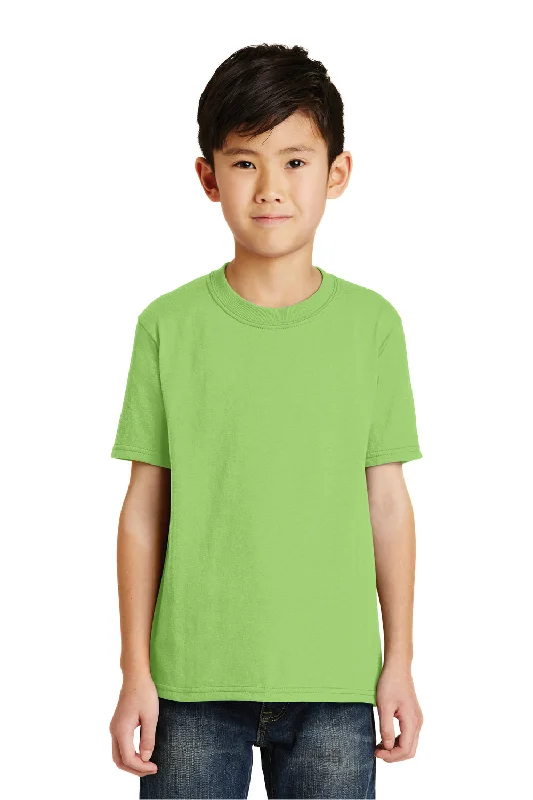 waffle gym t-shirts -Port & Company Youth Core Short Sleeve Crewneck T-Shirt - Lime Green