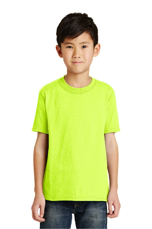 curve hem t-shirts -Port & Company Youth Core Short Sleeve Crewneck T-Shirt - Safety Green