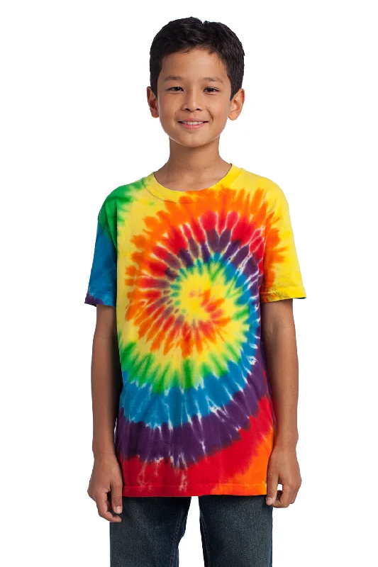 curve flash t-shirts -Port & Company Youth Tie-Dye Short Sleeve Crewneck T-Shirt - Rainbow