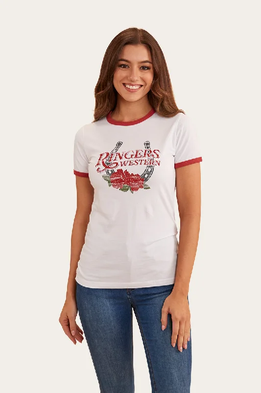 seed glow t-shirts -Ramblin Womens Ringer T-Shirt - White