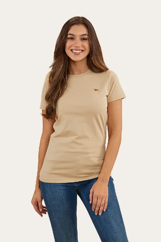 ochre phrase t-shirts -Reeves Womens Classic Fit T-Shirt - Dark Sand