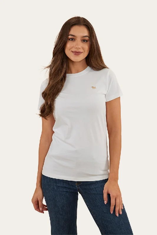 ruched sleeve t-shirts -Reeves Womens Classic Fit T-Shirt - White