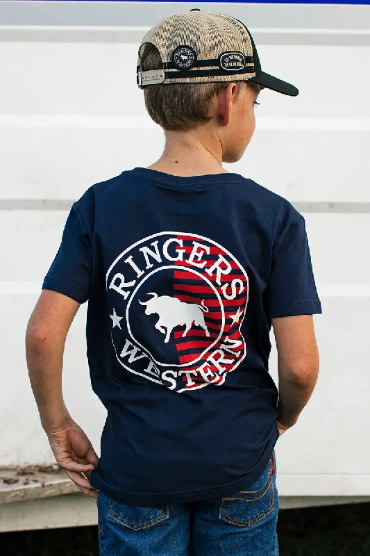 scarlet burst t-shirts -Signature Bull Flag Kids Classic Fit T-Shirt - Navy