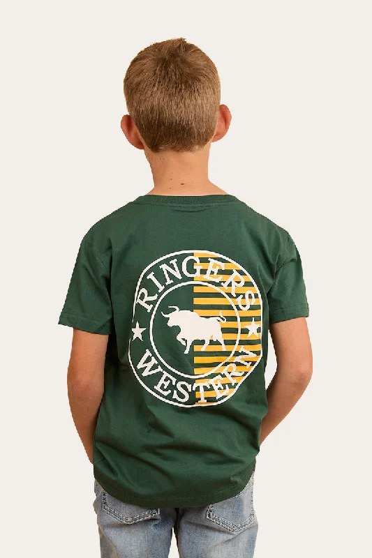 ocean airy t-shirts -Signature Bull Flag Kids Classic Fit T-Shirt - Pine