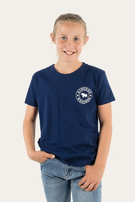 gym sport t-shirts -Signature Bull Kids Classic T-Shirt - Navy/White