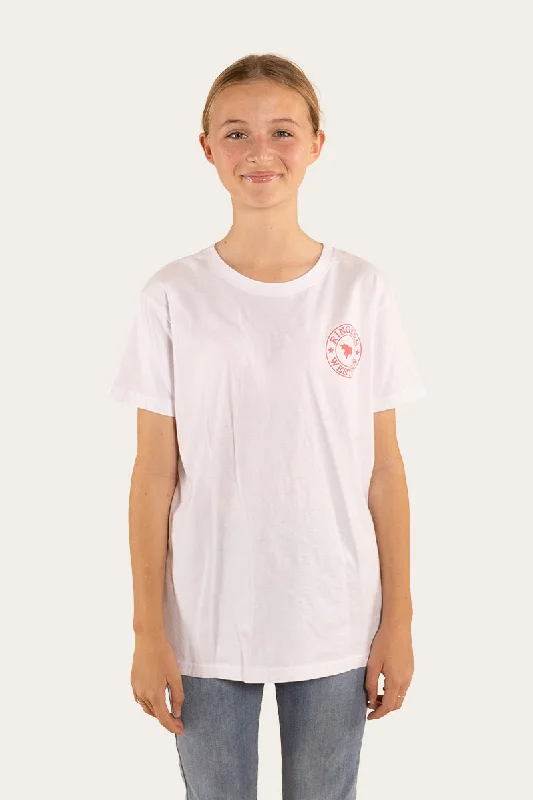 seed knit t-shirts -Signature Bull Kids Classic Fit T-Shirt - White/Melon