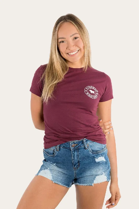 citron ripple t-shirts -Signature Bull Womens Classic Fit T-Shirt - Burgundy/White