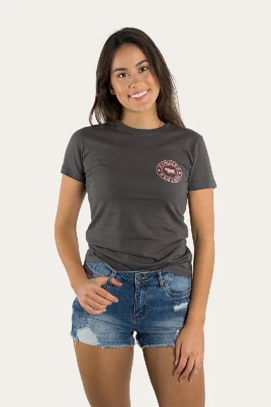 tonal edge t-shirts -Signature Bull Womens Classic Fit T-Shirt - Vintage Black/Strawberry