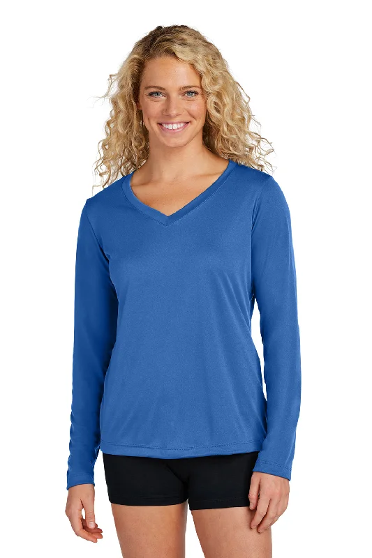 ruche gym t-shirts -Sport-Tek Womens Competitor Moisture Wicking Long Sleeve V-Neck T-Shirt - Royal Blue