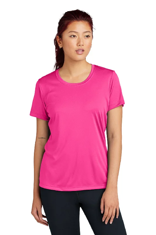 twill stretch t-shirts -Sport-Tek Womens Competitor Moisture Wicking Short Sleeve Crewneck T-Shirt - Neon Pink