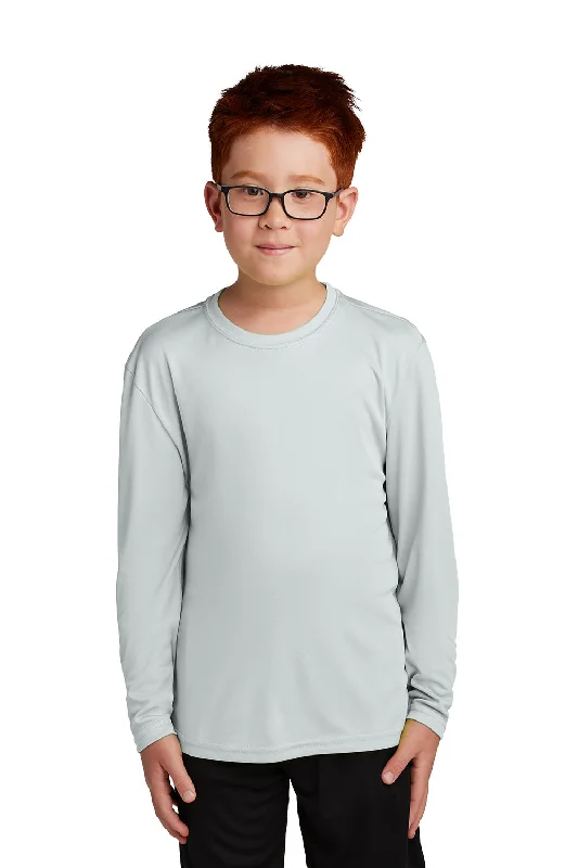 snug sleek t-shirts -Sport-Tek Youth Competitor Moisture Wicking Long Sleeve Crewneck T-Shirt - Silver Grey